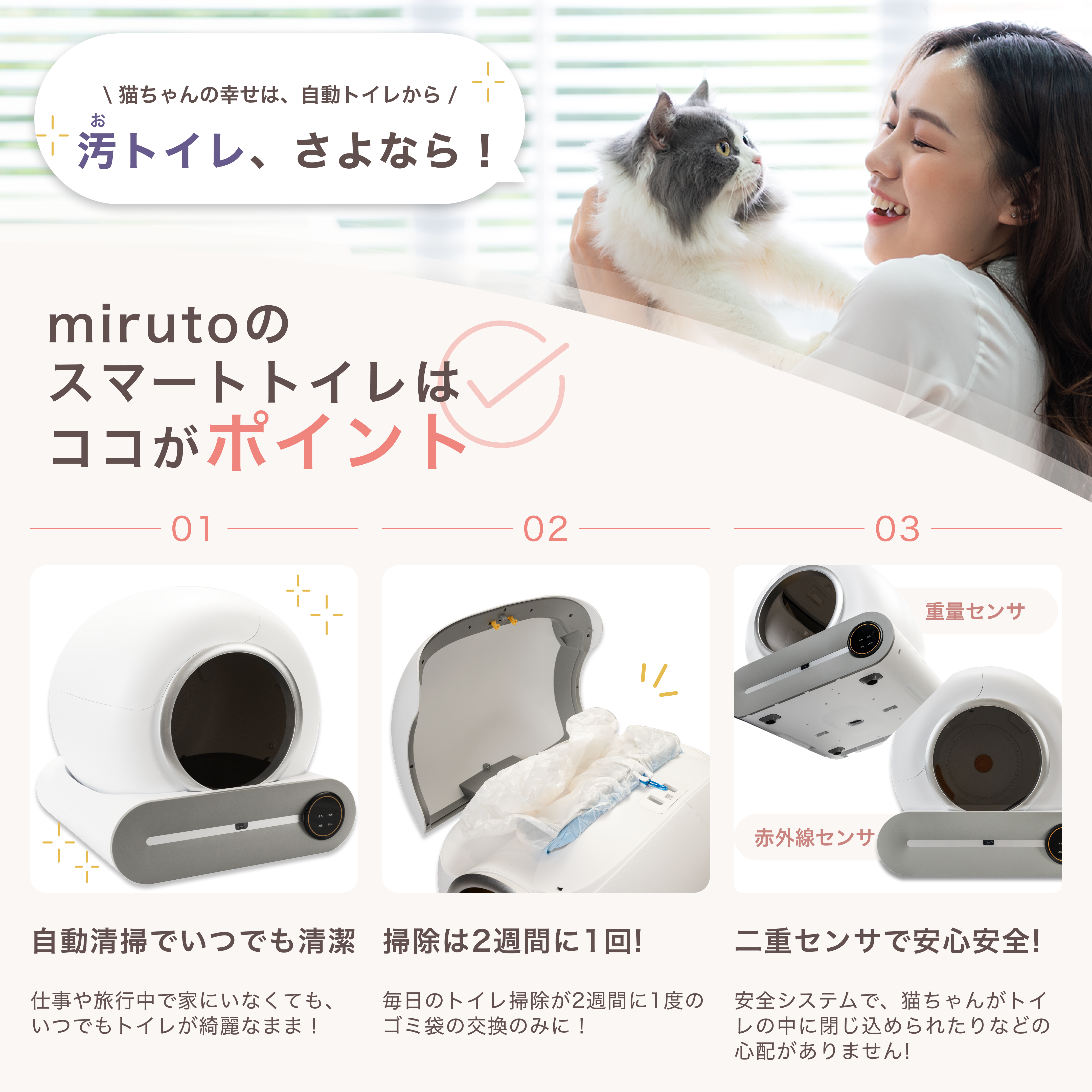 全自動スマートトイレ(猫用) 購入ページ | miruto（ミルト）公式サイト